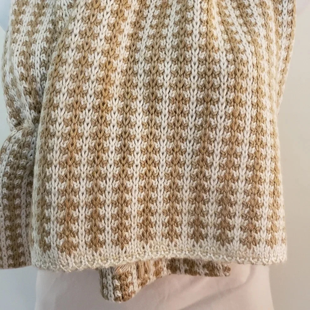 Coldwater Creek Gold & White Knit Scarf